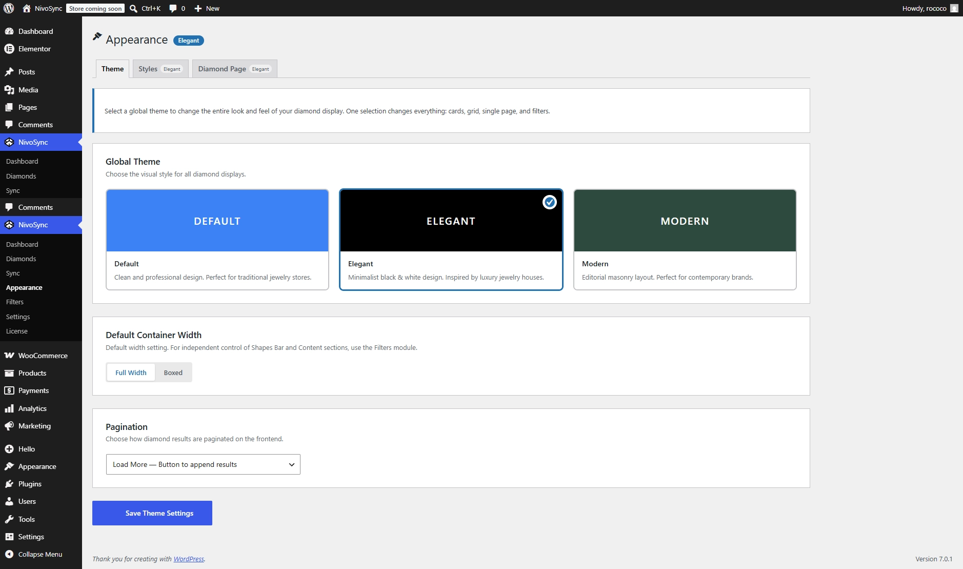 Elegant theme page header settings showing all configurable fields filled with sample copy